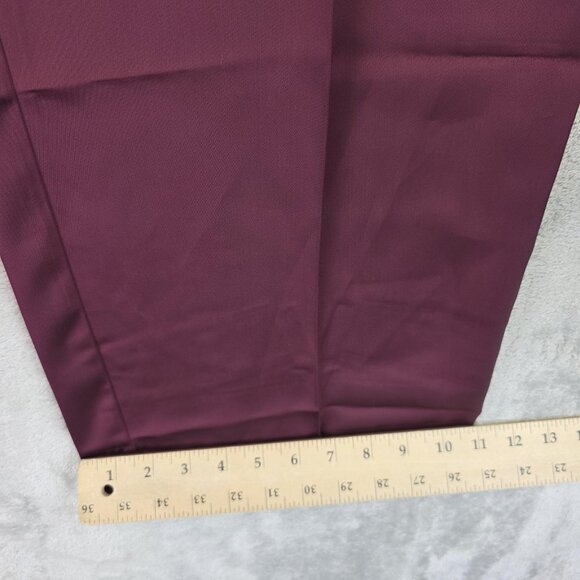Banana Republic Pants Womens Size 8 Burgundy Pleated Satin Wide Leg Trousers - Picture 7 of 11